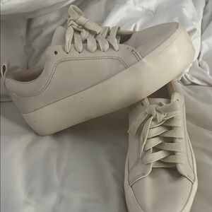 Zara Off-White Platform Lace-Up Sneakers